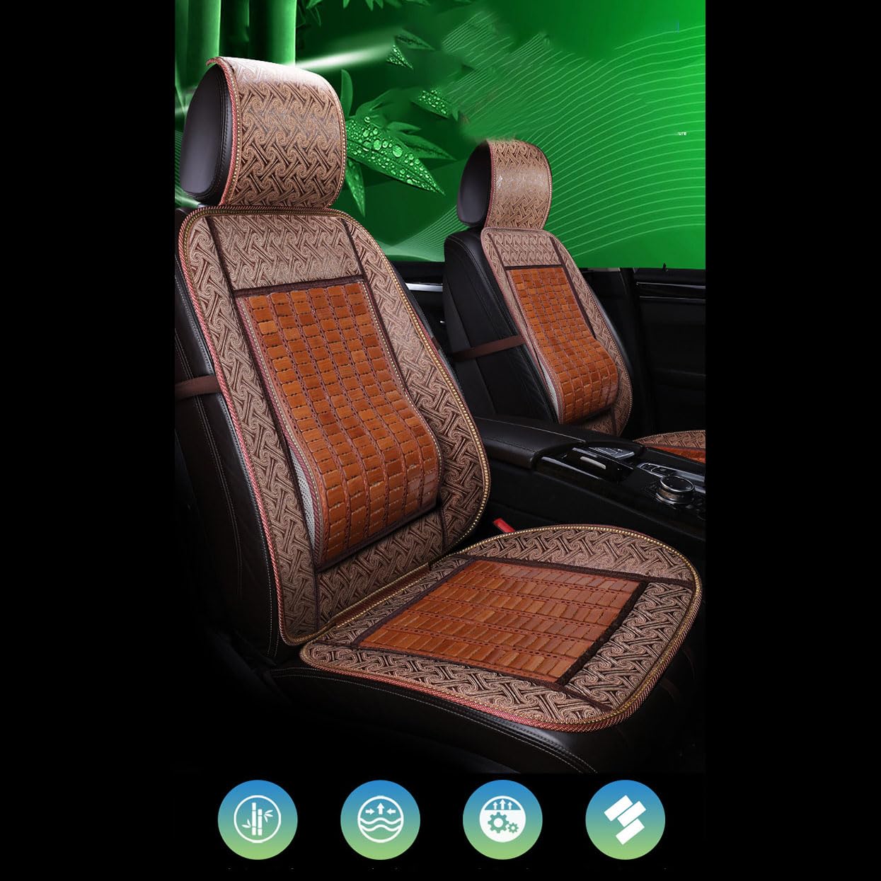 Coche Cojín del Asiento para VW Golf 5 | Golf GTE/Golf GTI/Golf GTD/Golf Clubsport,Transpirable Y Antideslizante Estera De Bambú Almohadilla De Coche De Bambú Alfombra,D-Brown