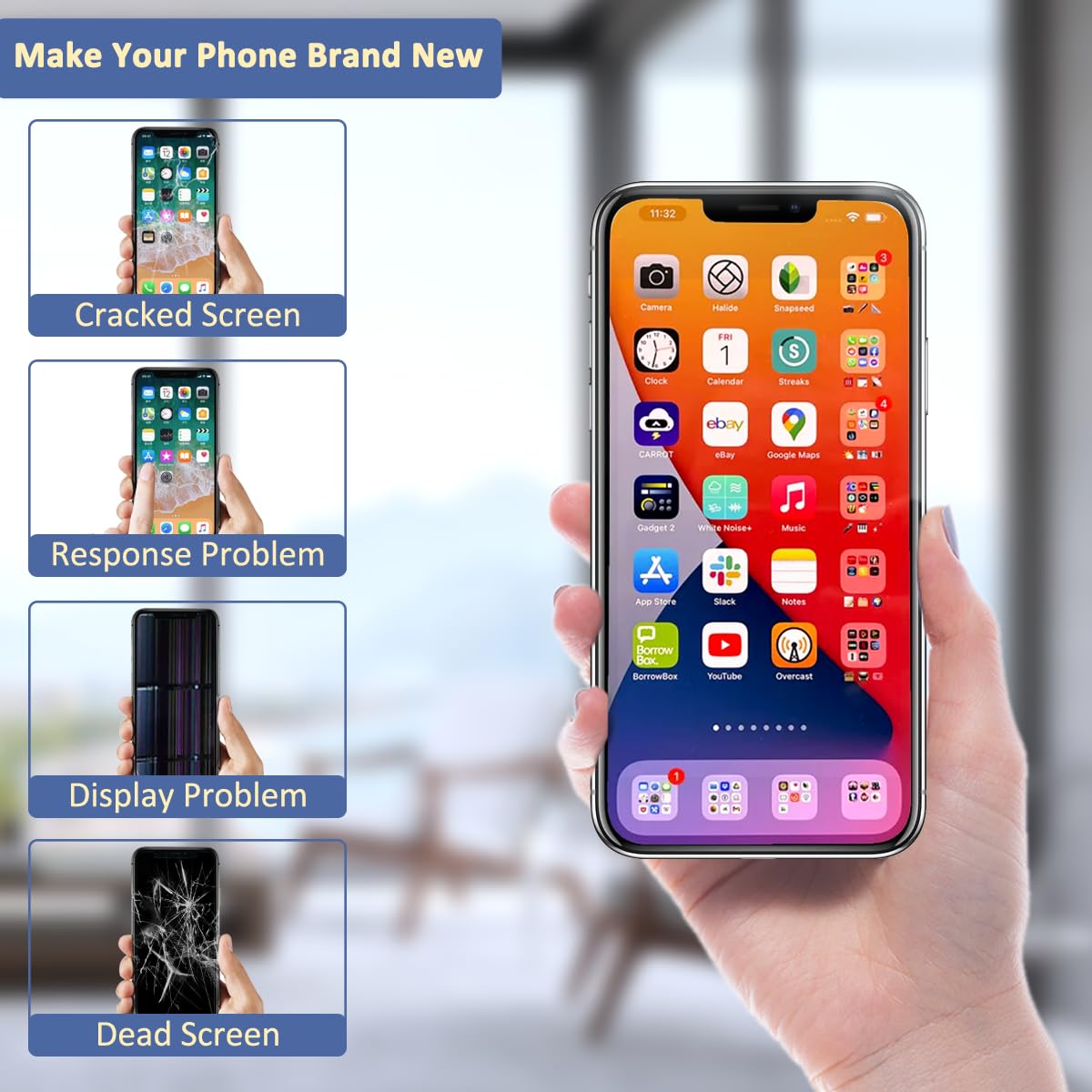 Yodoit Display per iPhone 13, Kit di Ricambio Schermo LCD da 6,1 Pollici, digitalizzatore Touch FHD con Kit di Riparazione, Pellicola Protettiva, Compatibile con Modelli A2482, A2631, A2634, A2635