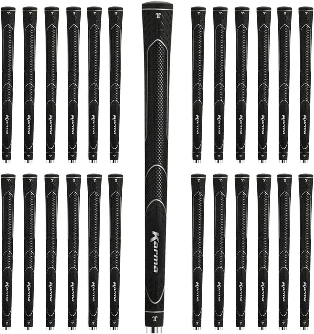 Karma Super Lite Golf Grips & Grip Kits, Swing the Golf Club Faster by Reducing Overall Weight, Increase Swing Weight and Head Feel, Standard, Midsize, Oversize, Black Light Weight Rubber Grips