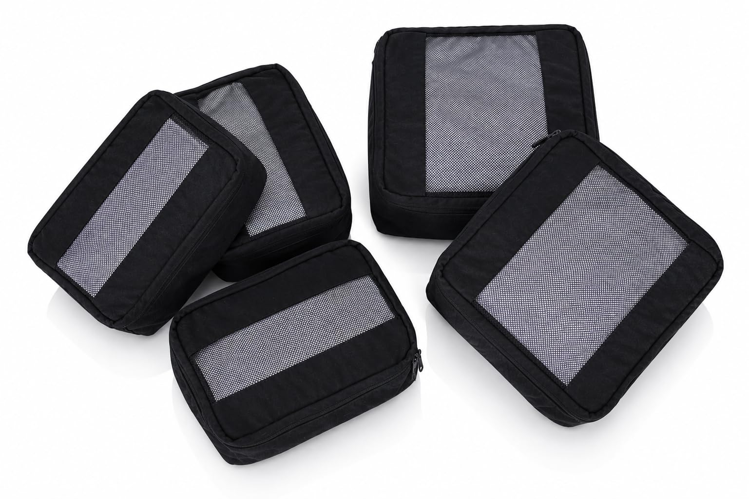 Packing Cubes Set of 5 for Travel, Black | Compression-Friendly, Mesh Panel-image-8