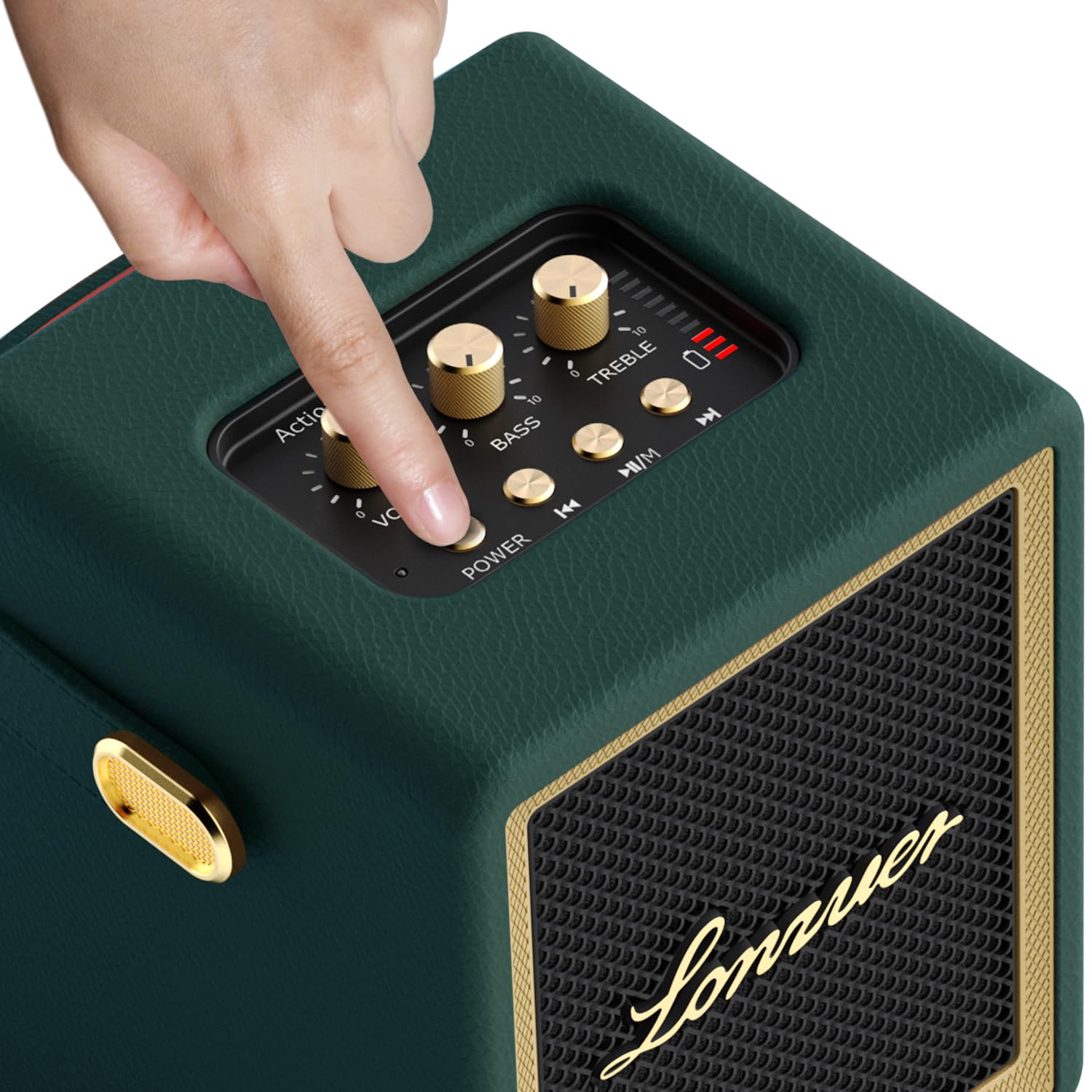 Altoparlante Bluetooth,Retro Portatile Altoparlante, BT5.3, 40 W con batteria da 5000 mAh, oltre 10 ore di lettura, senza fili in legno altoparlante con maniglia per campagna interna ed esterna (verde