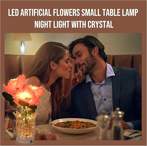Miniatura 3 de WSYEAR Lámpara de flores de regalo para mamá, esposa, hija, mesa LED de cristal artificial, lámpara decorativa de noche para dormitorio, sala
