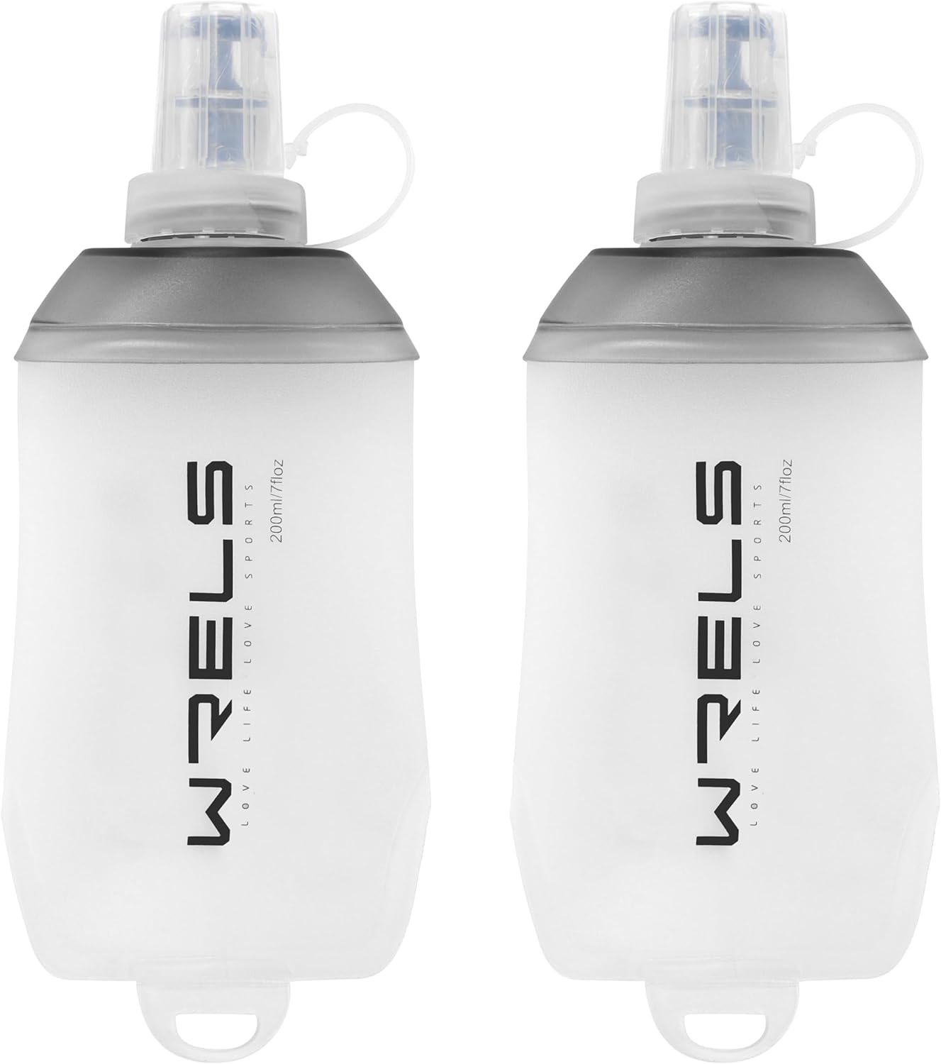 WRELS 200ml/350ml/500ml Collapsible Soft Flask,BPA Free Folding Soft Water Bottle with Hanging Ring,Lightweight TPU Hydration Flask for Running Marathon Cycling Hiking