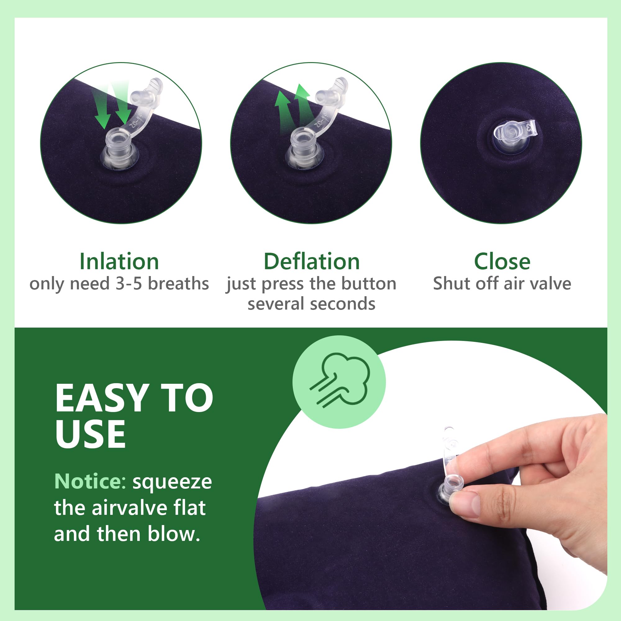 Cojines inflables 4Pcs Almohadas de Camping Ultraligeras Almohada de Viaje Hinchable