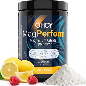 MagPerform Magnesium Citrate Powder - Natural Calm & Anti-Stress Drink Mix, Supports Relaxation, Restful Sleep & Calm Mornings - Non-GMO, Vegan & Gluten-Free - Sugar Free Raspberry Lemon, 114 Servings