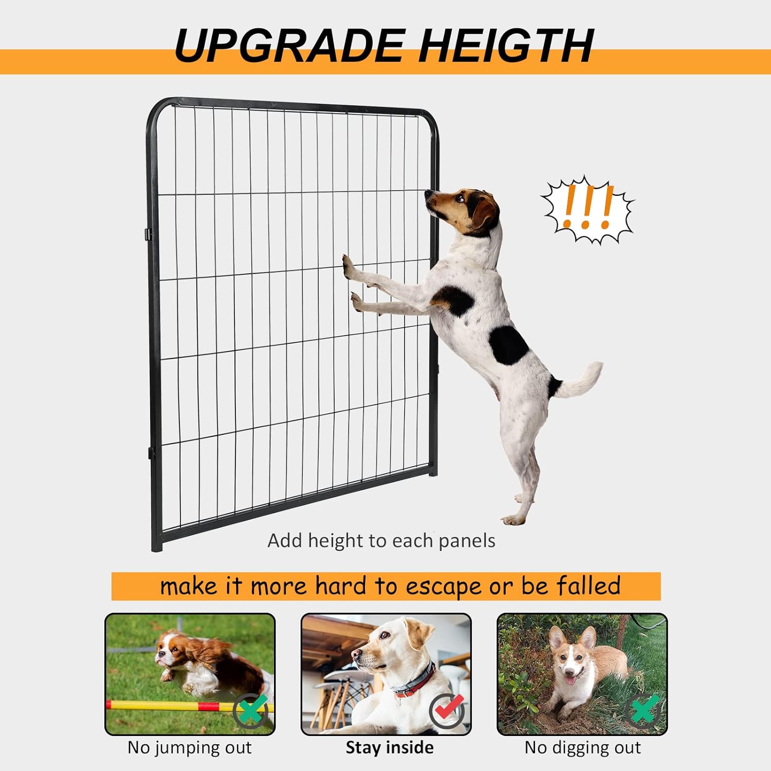 Confote Foldable Metal Dog Playpen Outdoor, 8 Panel 40 inches Height Exercise Pen Indoor Pet Fence Barrier Kennel for Small/Medium/Large Dogs Cats Rabbits
