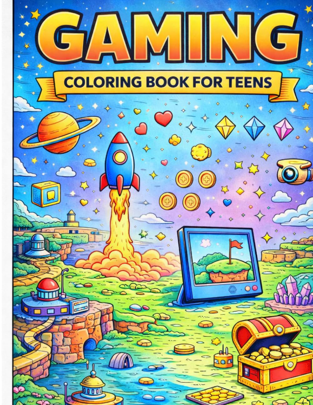 Gaming - Coloring Book for Teens: Relaxing and Fun Worlds for Gamers | 20 Unique Pages to Color