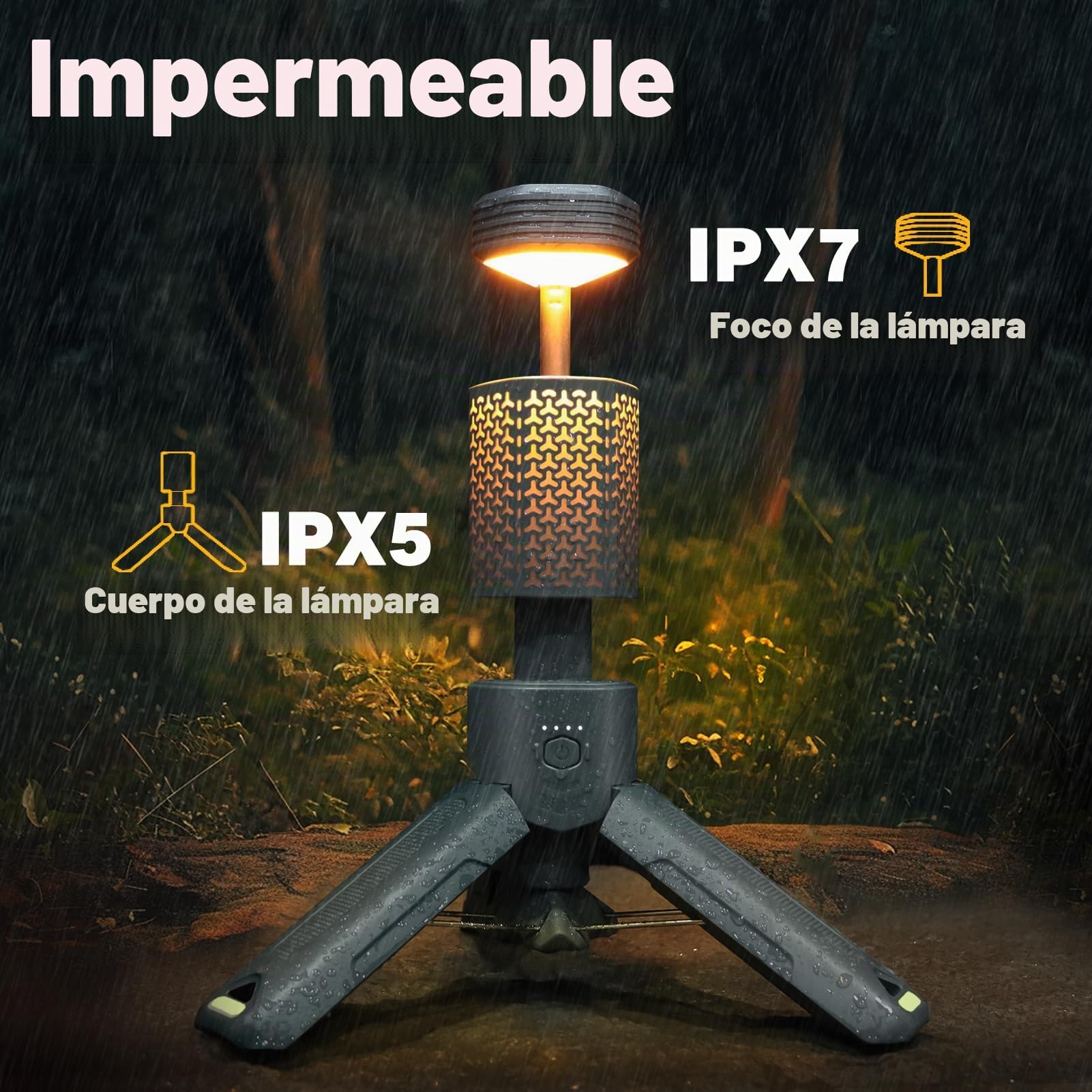 LED Exterior Luz Lampara Linterna Camping Recargable Retráctil, Máximo 35 Horas de Funcionamiento, Batería de 10500mAh, Linternas LED Alta Potencia Para Camping Senderismo Pesca Emergencia