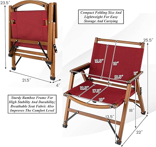 Miniatura 2 de 2 sillas de patio versátiles sillas de reposabrazos portátiles marco de bambú resistente asiento ergonómico y respaldo ligero compacto plegable