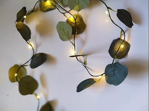 Miniatura 4 de 2pcs Green Eucalyptus Leaves Garland with LED Lights Great for Year Round Decor, Parties, Weddings