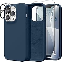 Vista 172 de GONEZ Funda de silicona para iPhone 14 Pro Max, compatible con MagSafe, con protector de pantalla + protector de lente de cámara, silicona líquida a