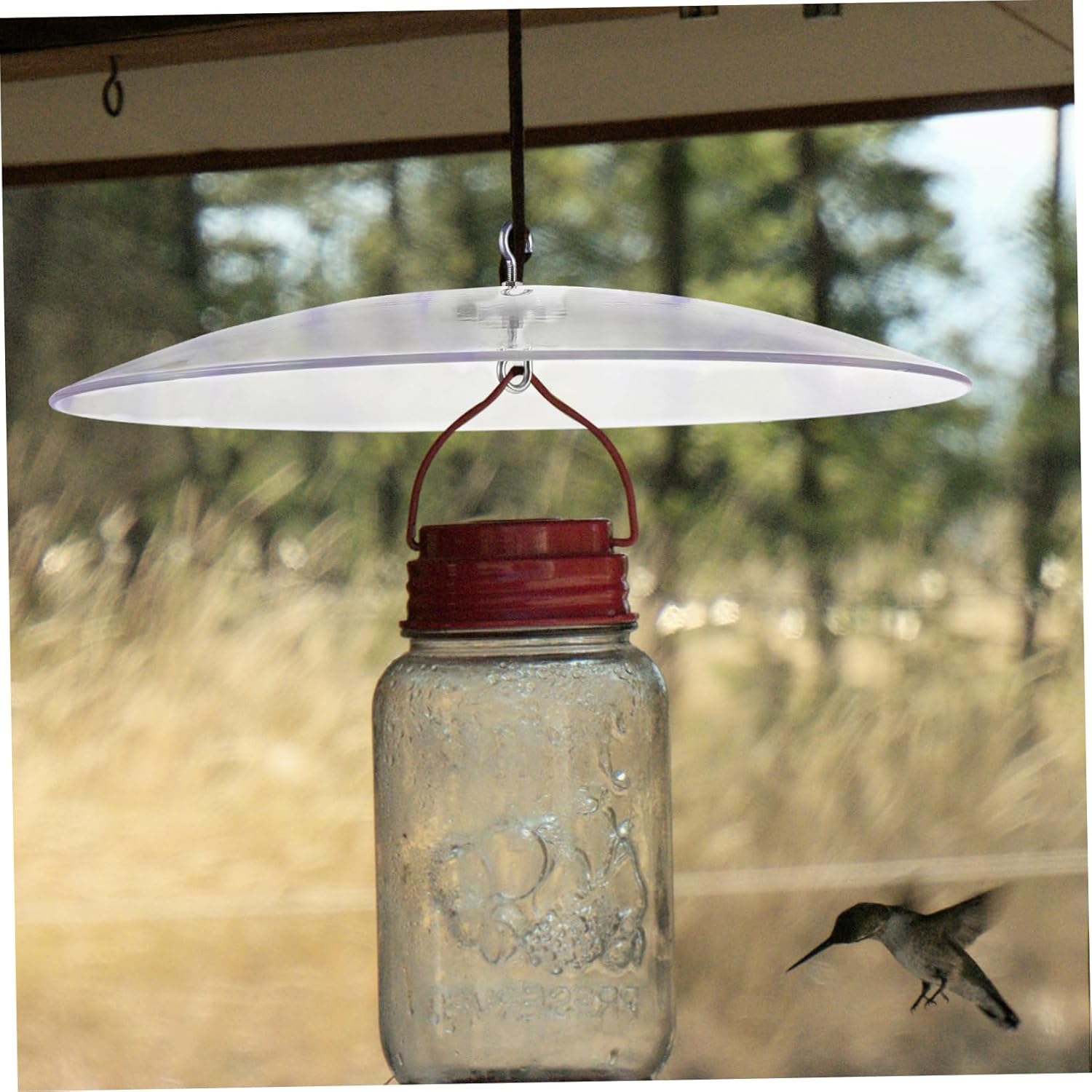 Sosoport 2pcs Bird Feeder Dome Cover Weatherproof Protector for Outdoor Feeding Easy to Install Squirrel Baffle for Garden and Patio Use