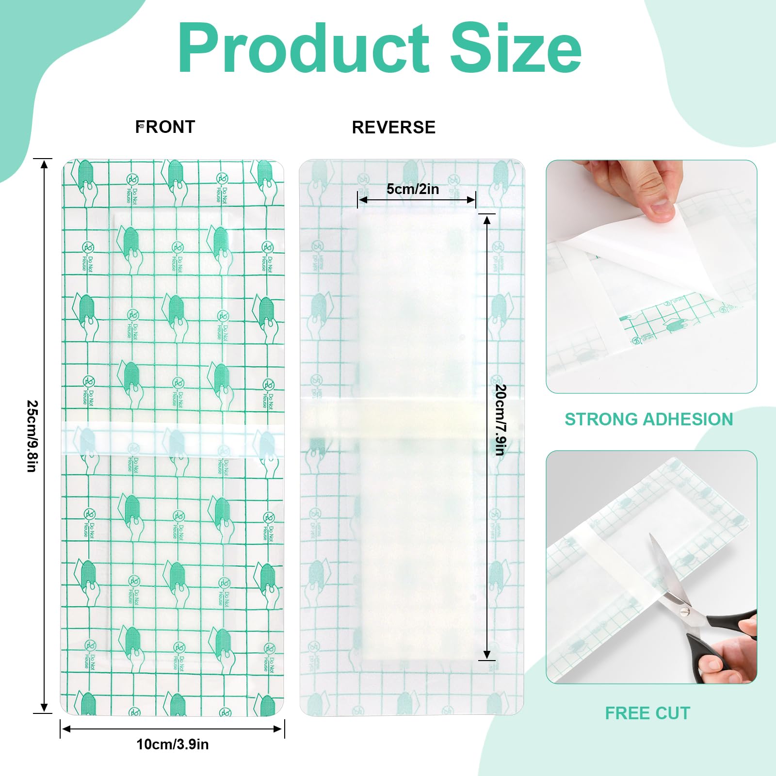 30 Unidades Apositos Adhesivos Grandes, Aposito Impermeable Transpirable, Parches Cicatrizantes PU, Vendaje Transparente Impermeable 10 x 25 cm, Adecuado para natación, ducha y protección de la piel