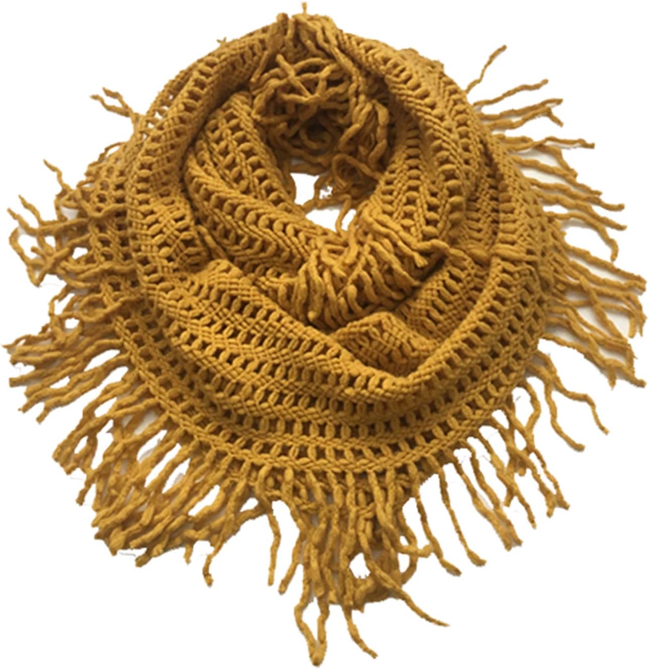 Women Cozy Knit Tassel Infinity Loop Scarf - 8 Colors
