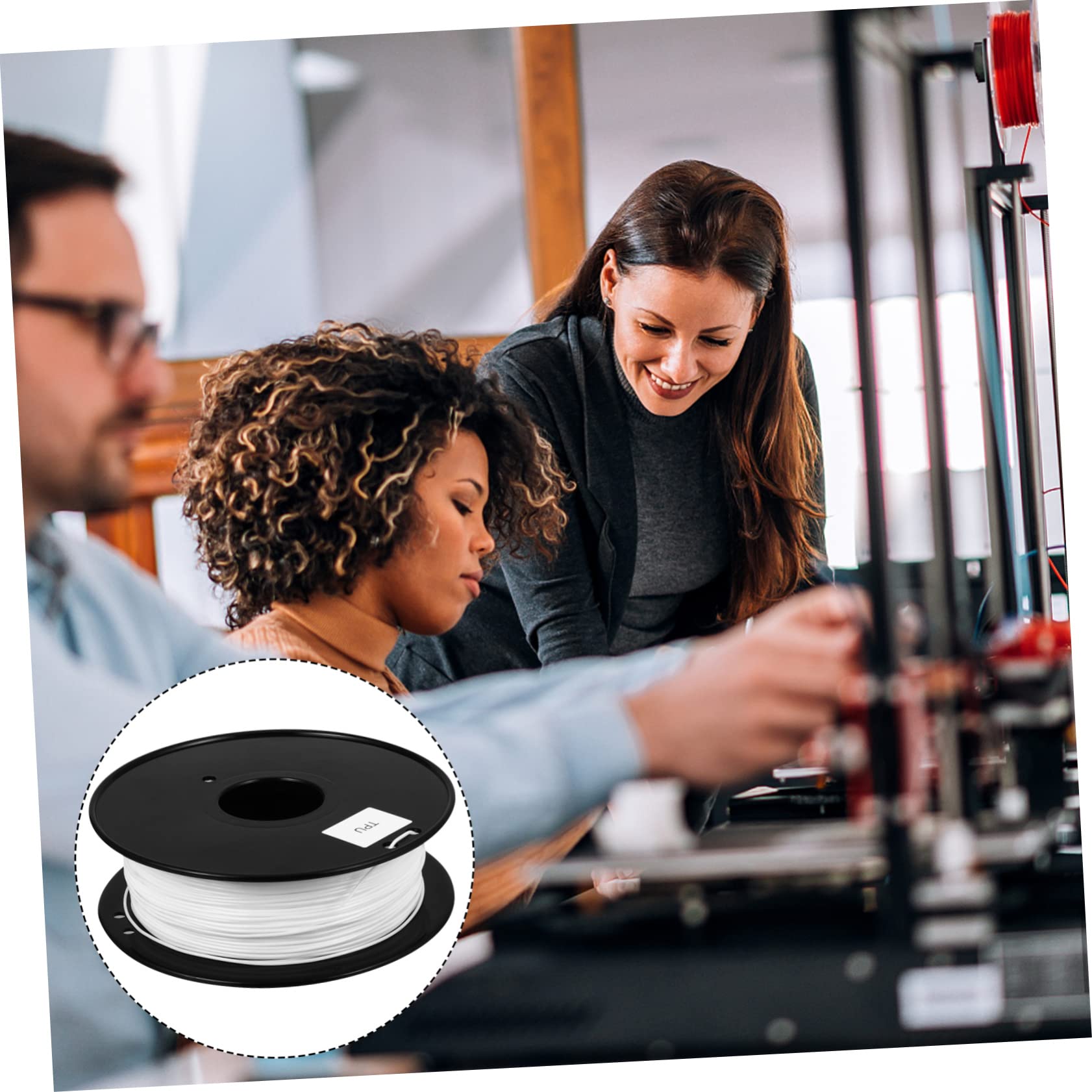 PRETYZOOM Filamento Flexible de Tpu 1.75mm para Impresora 3d, Blanco, 0.8kg, sin Burbujas, Resistente Larga Duración