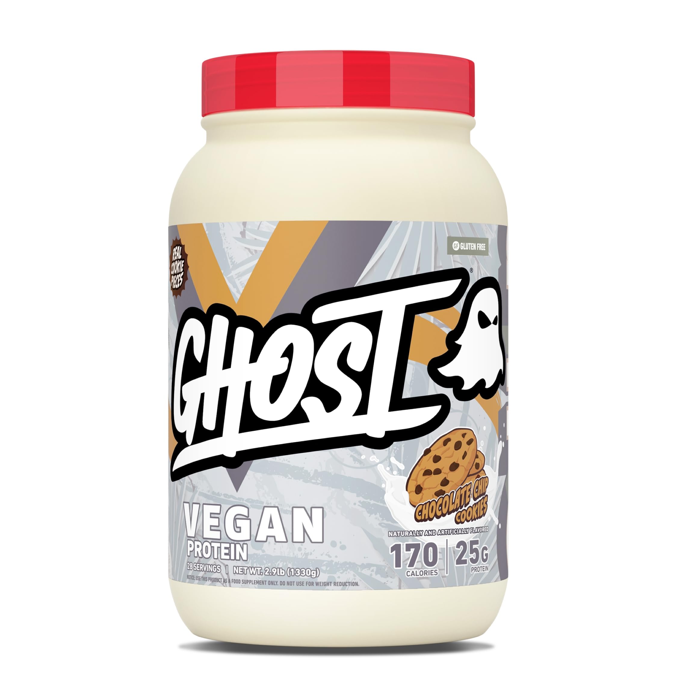 GHOST Vegan Protein Powder, Chocolate Chip Cookies - 25G Protein