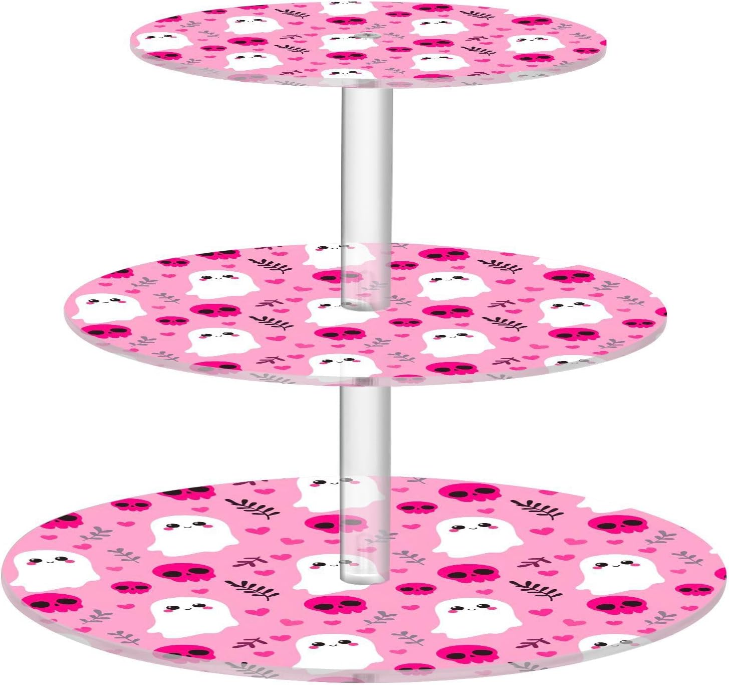Ghost Skull Heart 3 Tier Acrylic Cupcake Stand, Cupcake Stand for 34 Cupcakes for Weddings, Christmas,Holidays,Parties,Birthday,Printed Cupcake Tower 23300253
