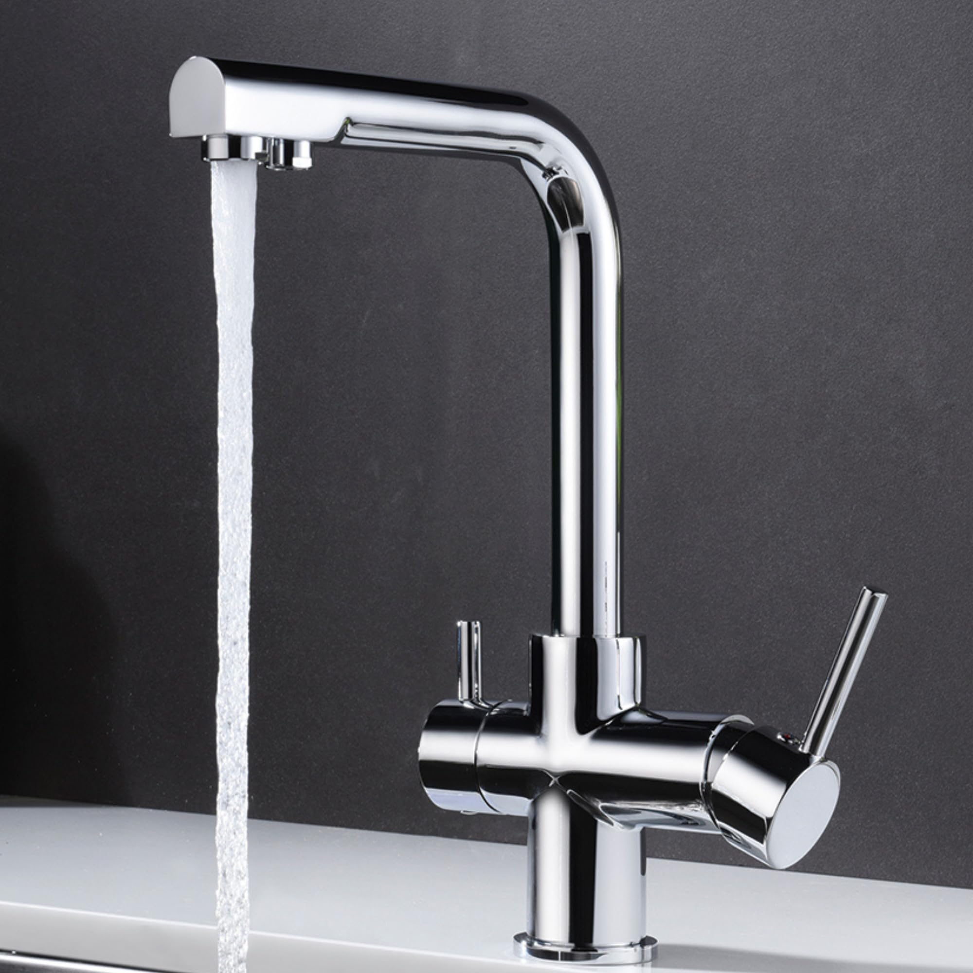 IMEX - Grifo Cocina con Osmosis Integrado | Grifo Momando Osmosis 2 Vías con Ducha Extraíble | Grifería en Latón | Serie Marsella | Color Cromado