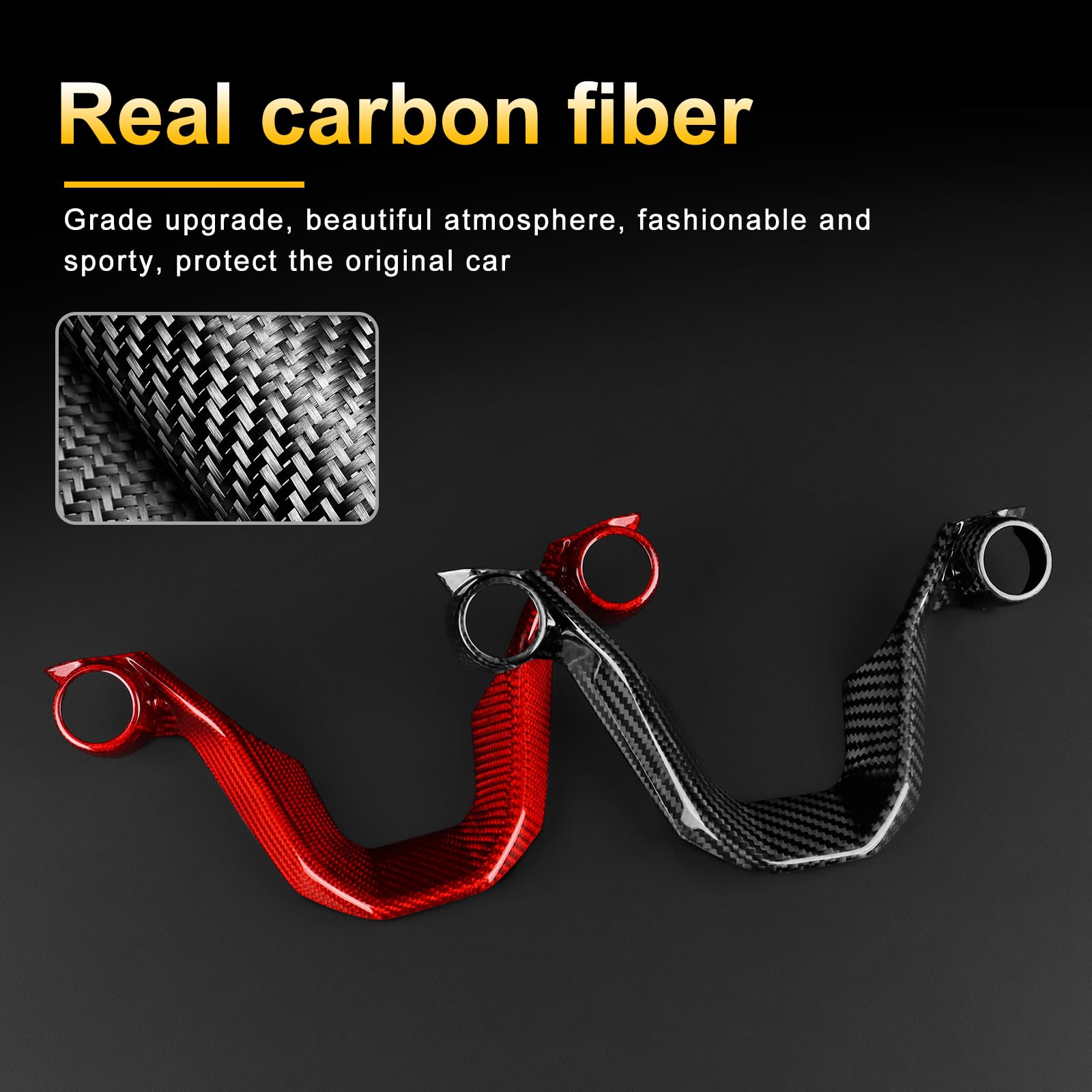 KUNGKIC Pegatina de barbilla de volante de coche de fibra de carbono seca para Cupra Ateca/Terramar/Cupra Formentor Cupra Leon/Born/Tavascan Accesorios de decoración de interiores (negro)