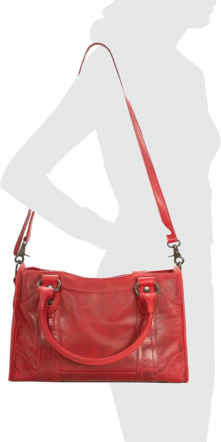 Frye Melissa Zip Satchel Leather Handbag Red