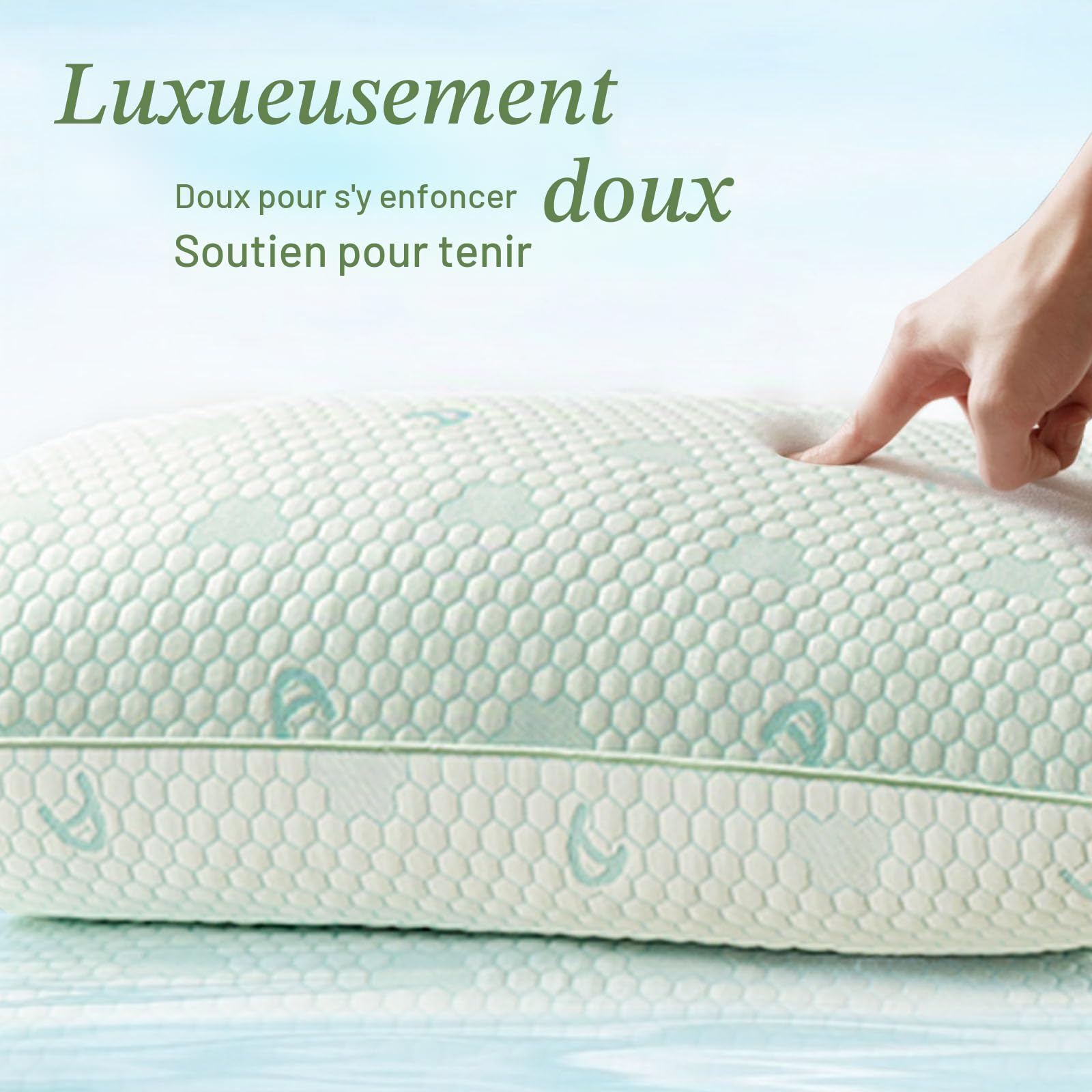 ACCURATEX Oreiller rafraîchissant mémoire de Forme Lot de 2, 40×60 cm