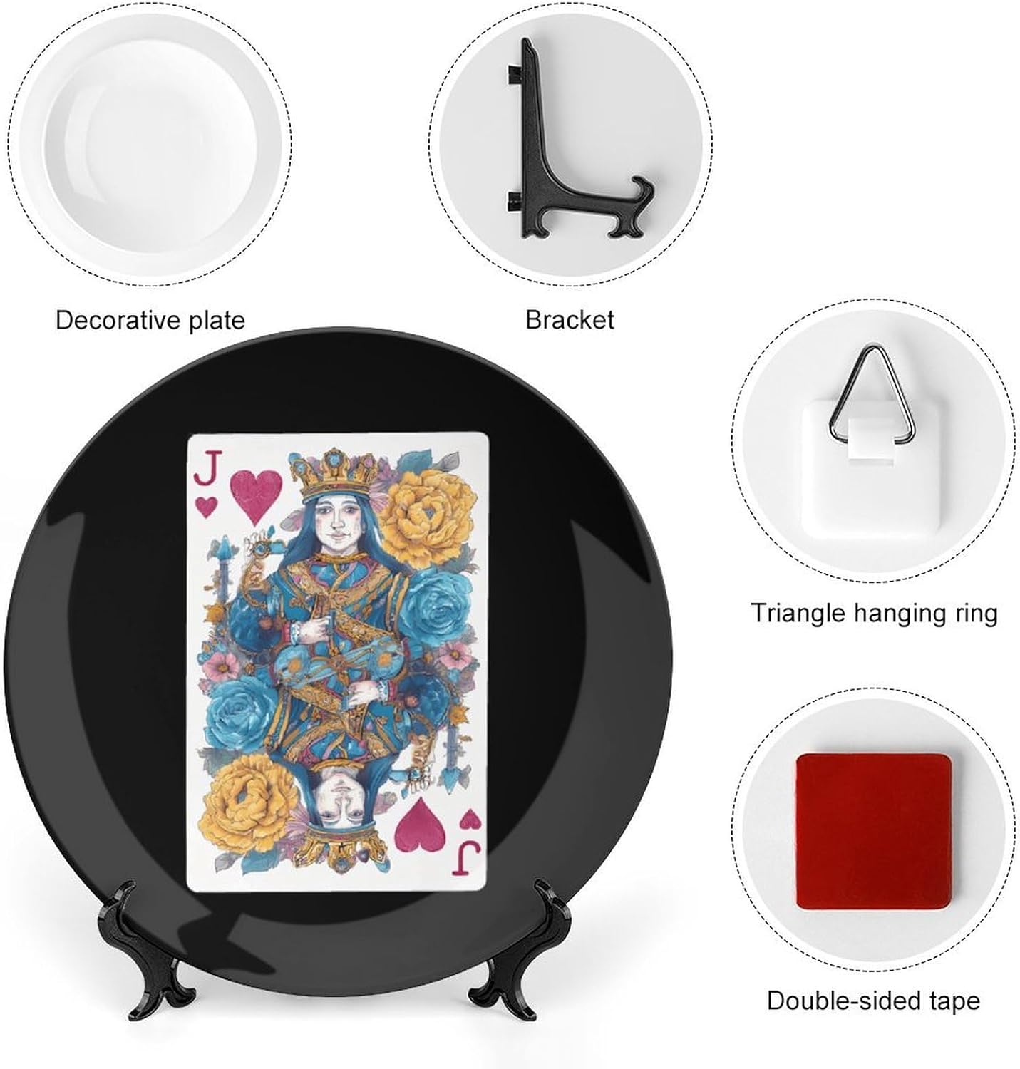 Jack Of Hearts Playing Card Modern Decorative Plate Ceramic Ornaments 6inch image 3