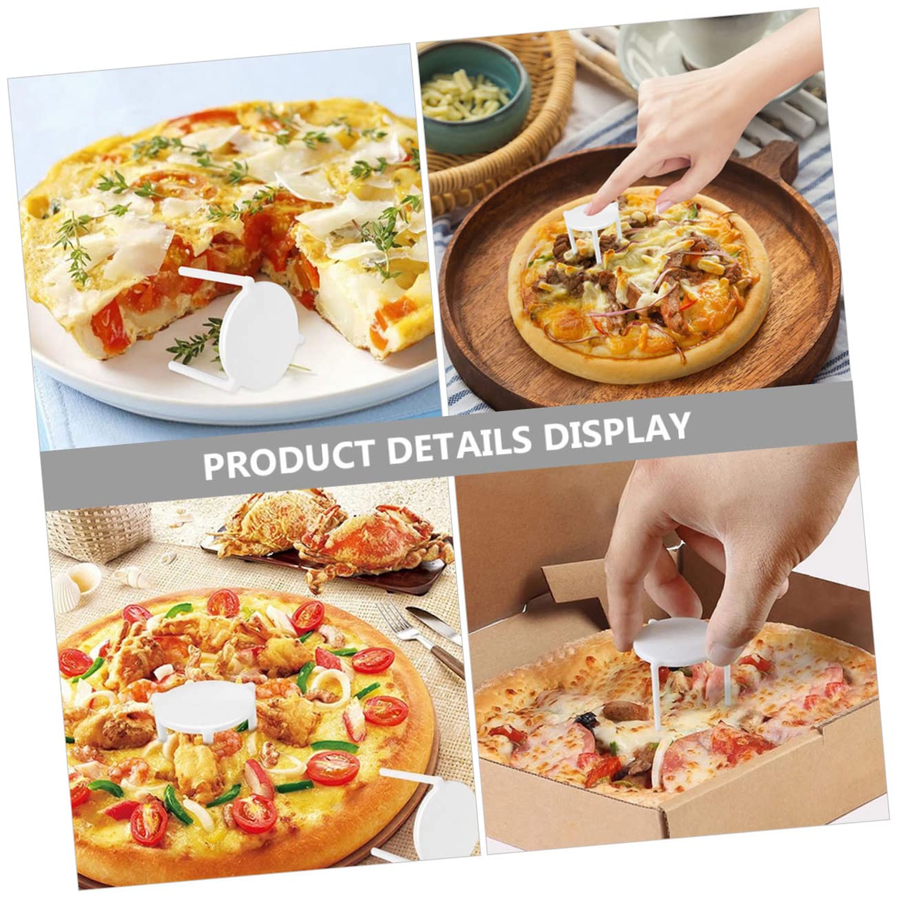 MUCKLILY 100pcs Pizza Stand Pizza Takeaway Stack Tripod Pizza Saver Pizza Display Risers Stackable Pizza Tripod Pizza Pie Saver Support Pizza Tripod for Catering Boxes Plastic White