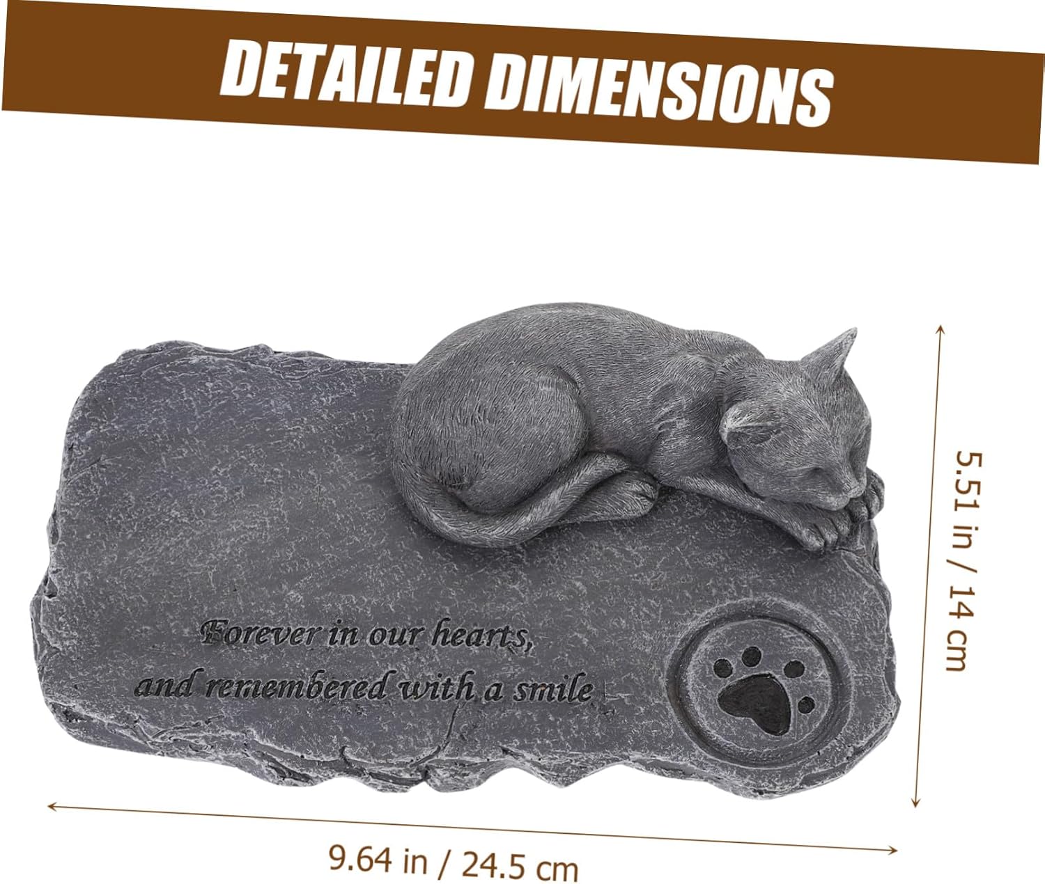 Pet Memorial Stone Cat Tribute Statue for Garden and Outdoor Use Weather-Resistant Cat Tombstone Grave Marker to Comfort Loss and Honor Memories
