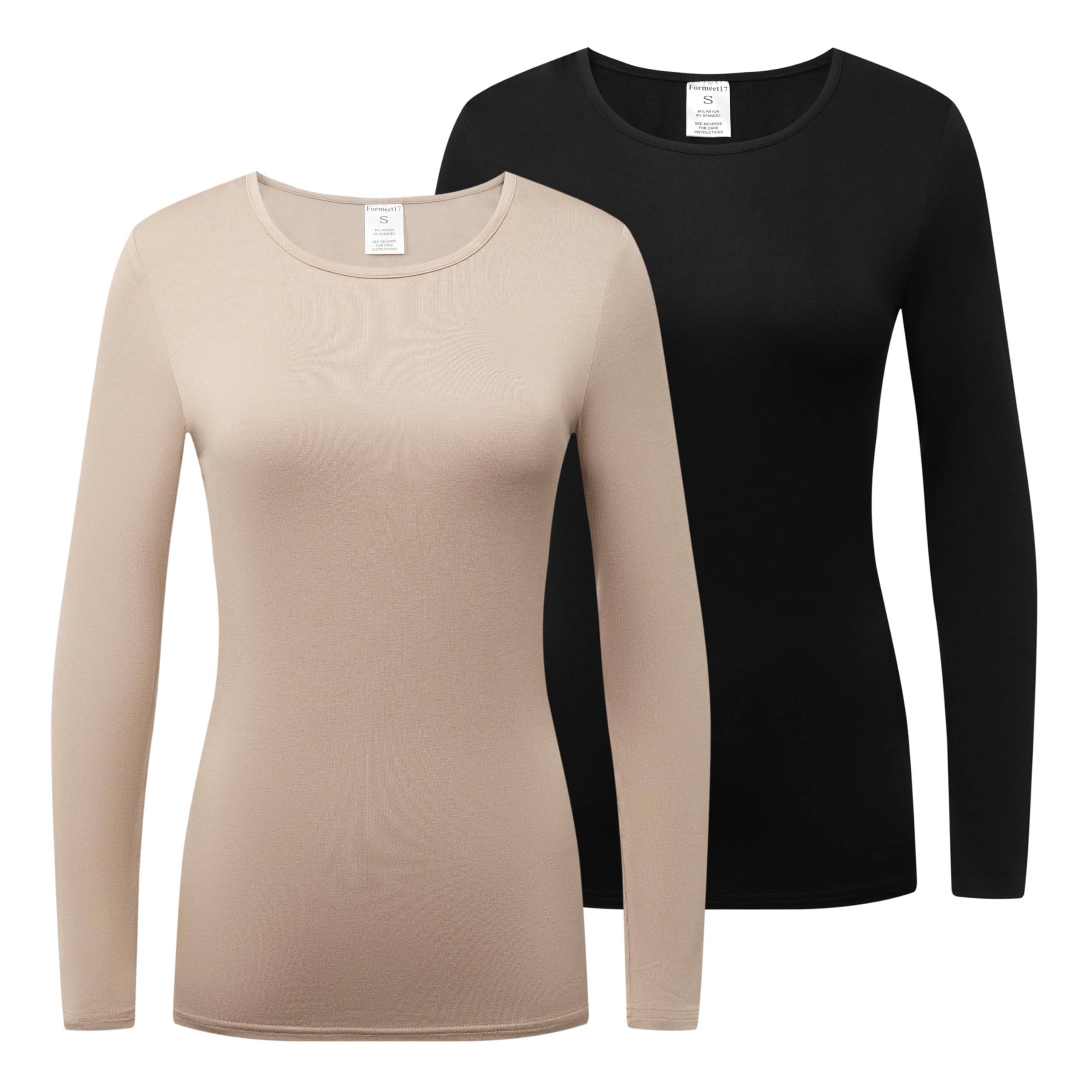Formeet17 Women’s 2-Pack Long Sleeve T-Shirt Basic Layer Underscrub Shirt
