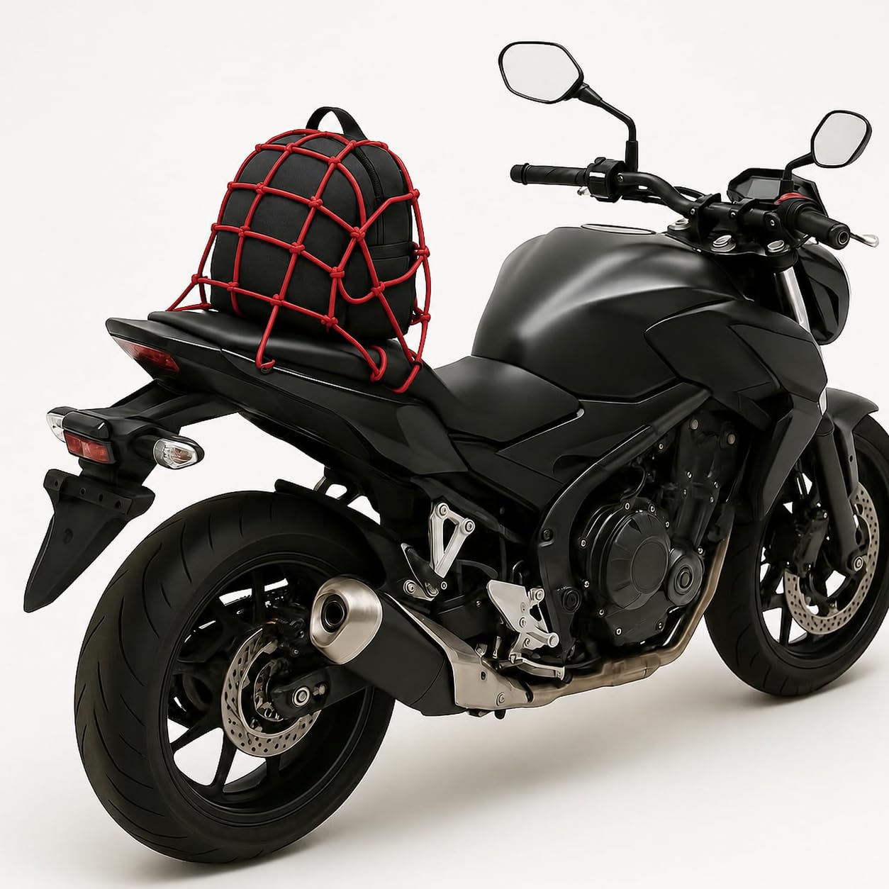 Rete Ragno Moto Elastica con Ganci – Fissaggio Bagagli e Casco per Portapacchi/Sella – Universale per Moto, Scooter e Bici – Alta Elasticità, Ganci Antigraffio (Rosso)