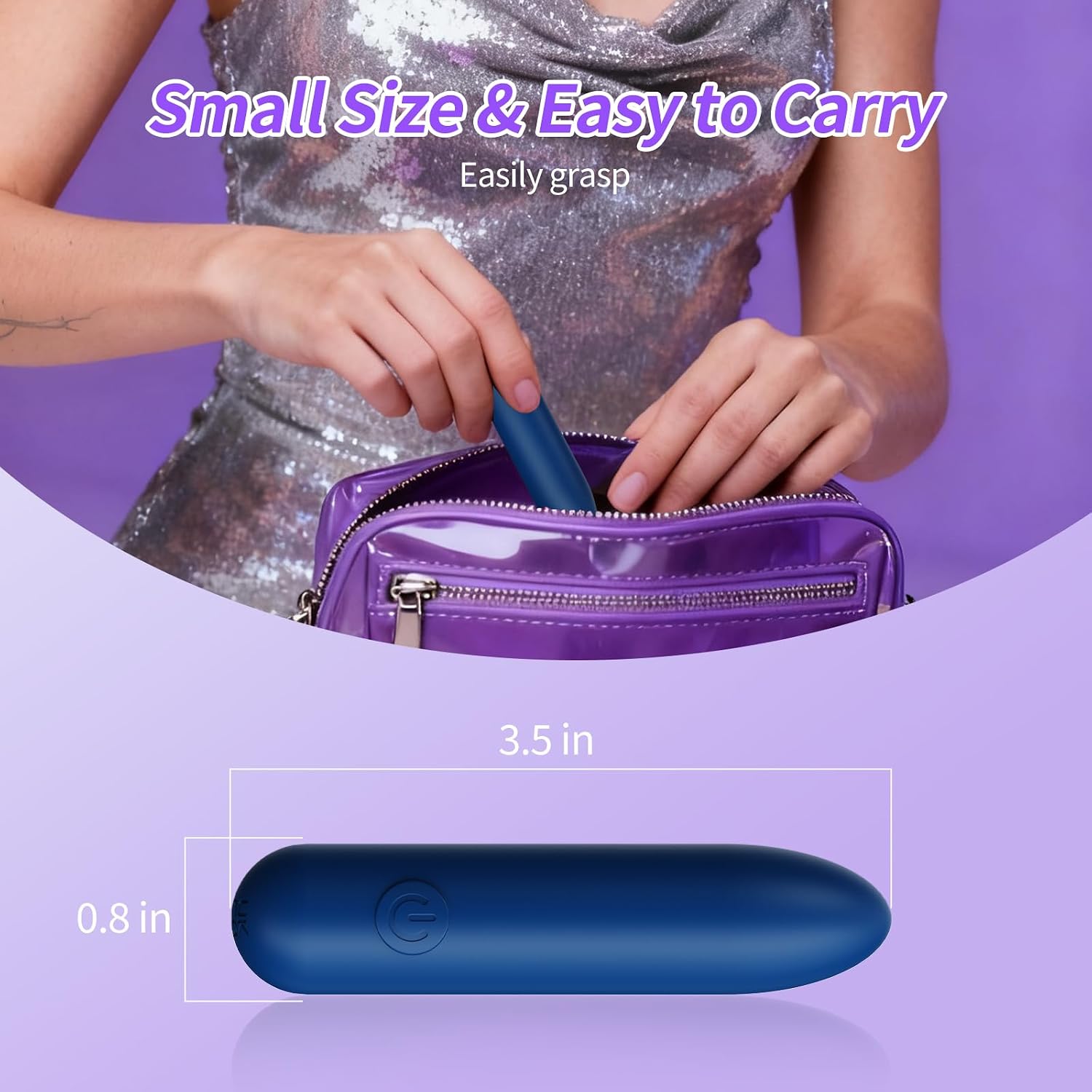 Mini Vibrator, Female Sex Toy Bullet Vibrator, 10 Vibration Modes, Portable Waterproof Adult Sex Toy, Nipple and Clitoral Stimulator, All-Silicone Rechargeable G-spot Vibrator, Suitable for Couples.