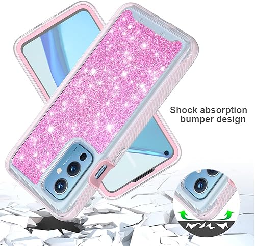 Miniatura 3 de Funda diseñada para OnePlus 9 con purpurina de cuerpo completo 1+9 con protector de pantalla integrado, absorción de golpes, antiarañazos,