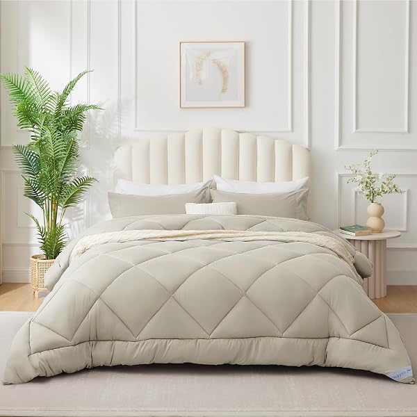 WAVVE Trapunta 135 x 200 cm, Microfibra 300 Gsm, Geometrico, Beige - 3