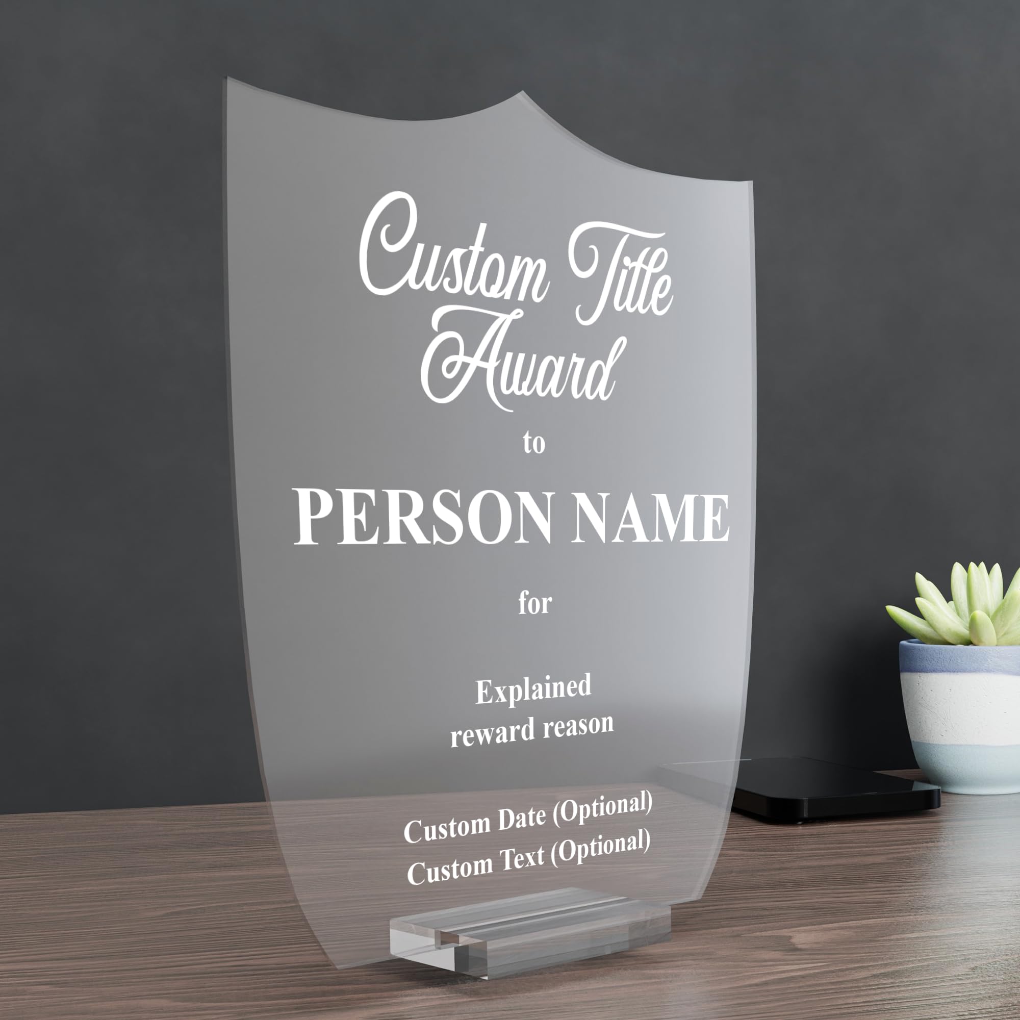 Crypto Custom Acrylic Award or Trophy for Activities I Custom Trophy Plaque I Make Your Own Acrylic Award I Multiple Options for Customization (Wide 8