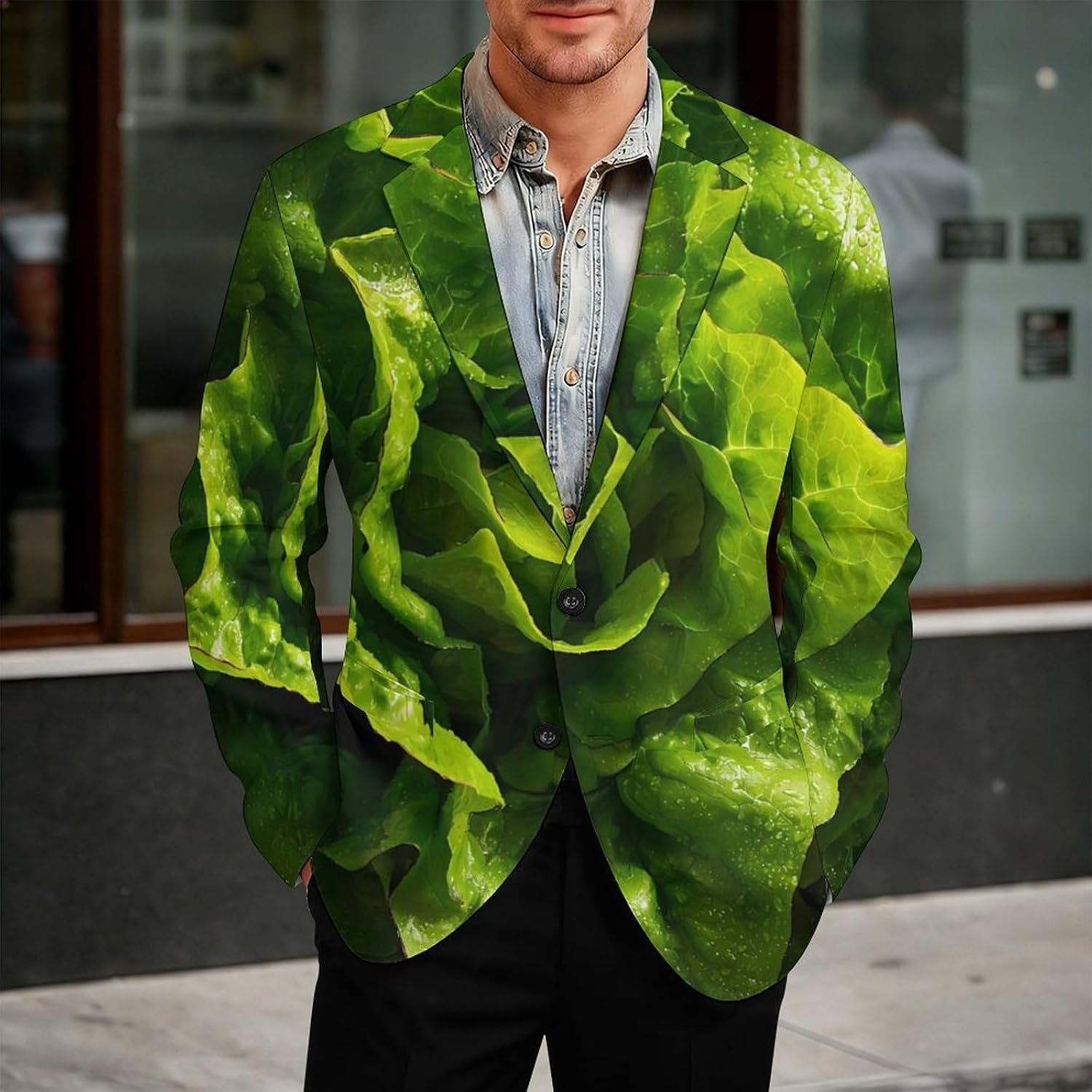 Lettuce Leaves Classic Suits Blazer for Men Business Tuxedo Jacket