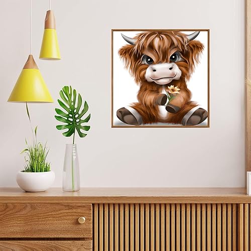 Miniatura 7 de Kits de pintura de diamante 5D para adultos, kits de pintura de diamantes para bricolaje, kits de pintura de diamantes de vaca y flor, kits de arte