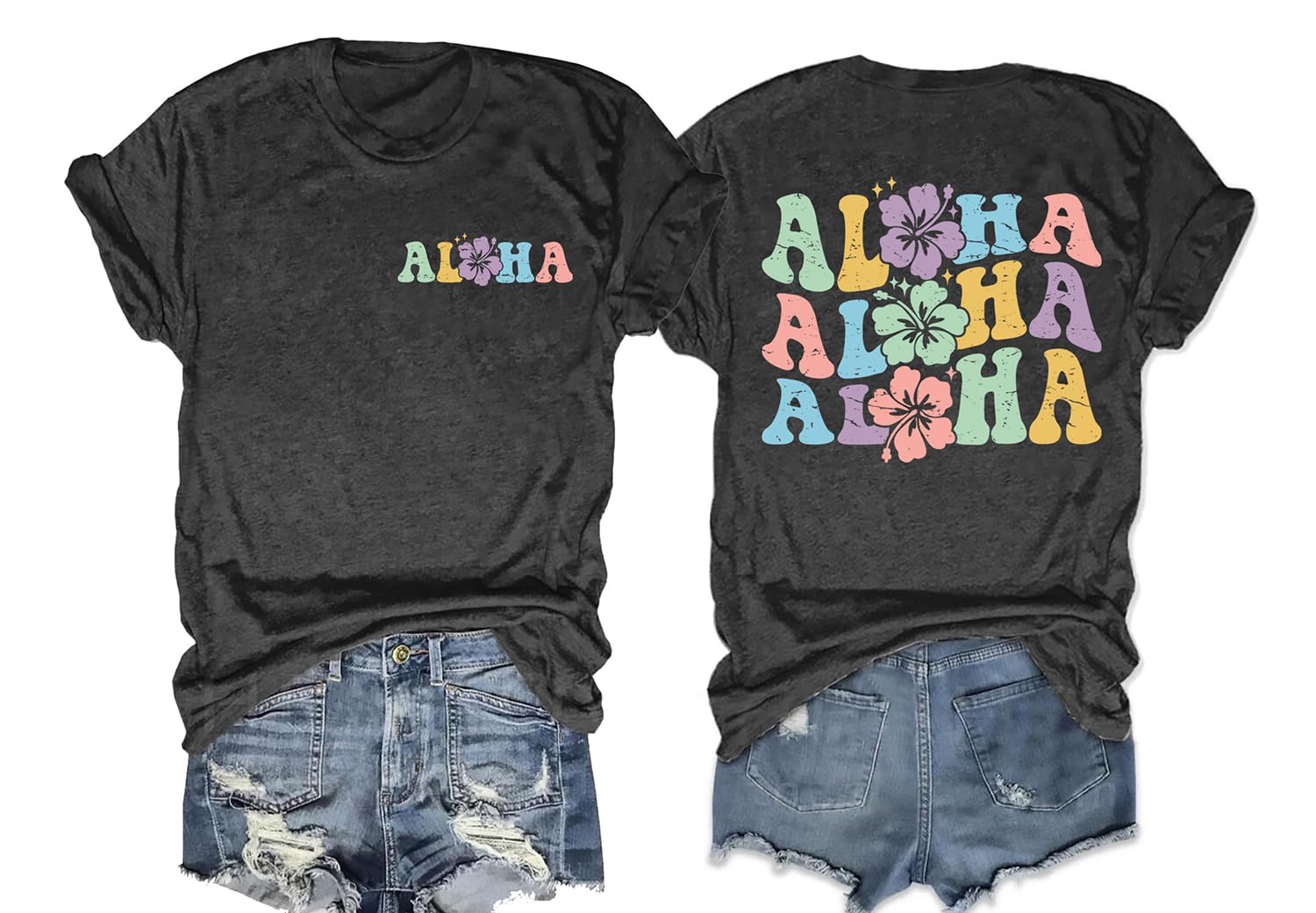 AMWIPE Hawaiian Shirts Women Hawaii Graphic Tees Summer Vacation Hawaiian Tshirt Vintage Hawaii Tropical Tops Outfits