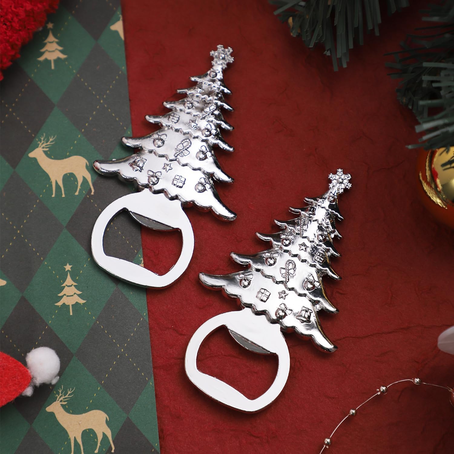 Set of 24 Christmas Tree Bottle Openers, Christmas tree shape, Christmas party decoration gift,Bridal Shower or Baby Shower Party Favors Gifts for Guests Christmas Decorations Souvenirs with
