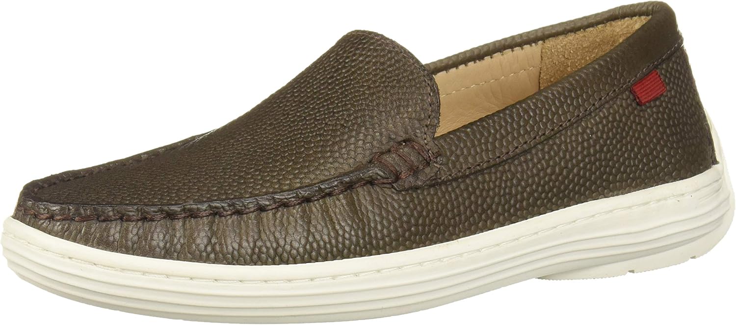 MARC JOSEPH NEW YORK Unisex Kids Boys/Girls Leather Broadway Loafer, Graphite Pebble Grainy/White Sole, 11.5 M US Little