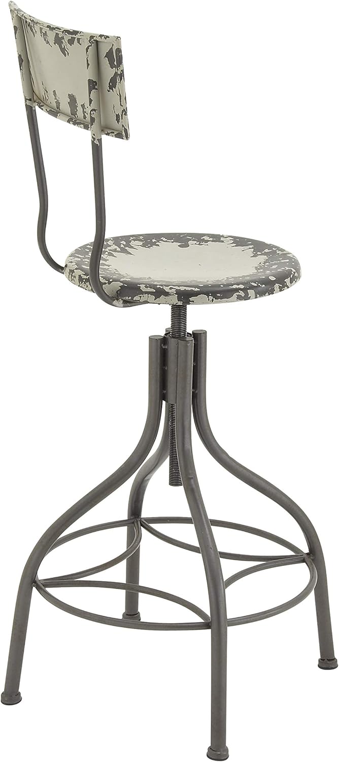 Deco 79 Metal Bar Stool with Backrest, 18" x 18" x 41", Beige