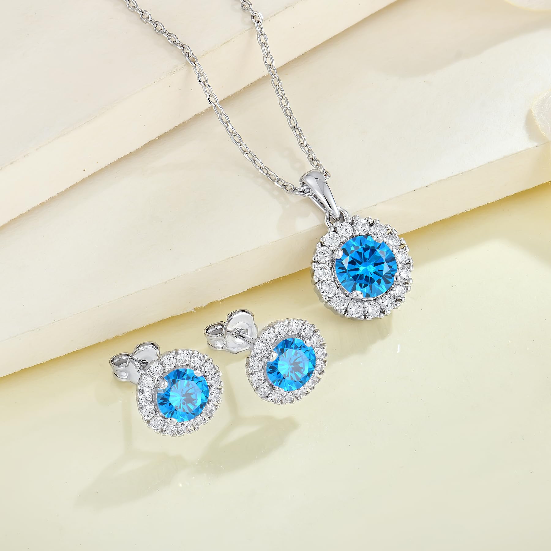 Halo Geburtsstein Ohrstecker mit 3A Zirkonia Damen Schmuck Ohrringe