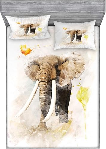 Miniatura 127 de Ambesonne Juego de sábanas bajeras y fundas de almohada, diseño retro de los videojuegos con botones de joystick vintage de los años 80 y 90, diseño