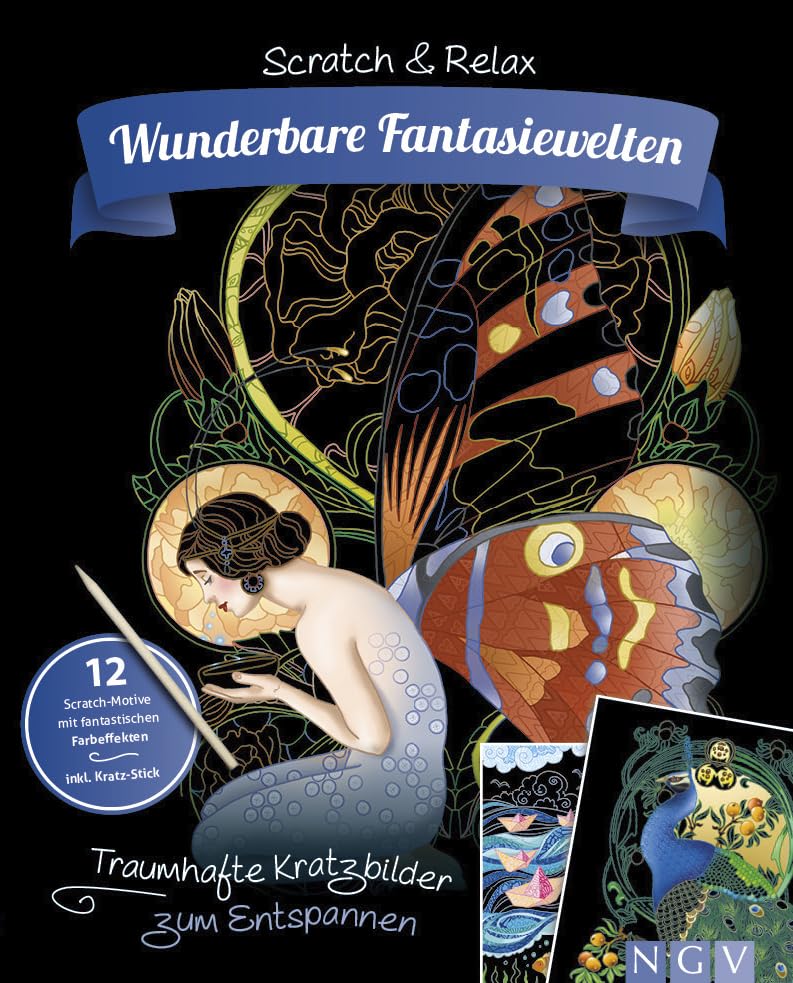 Fantasiewelten: Kratzbuch mit fantastischen Motiven