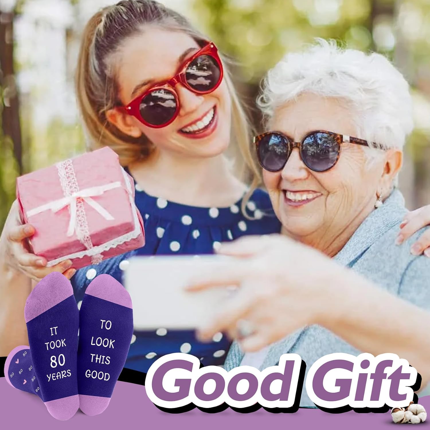 80th Birthday Gifts for Women,Mom Sister Best Friend Wife Girlfriend Grandma Birthday Gifts for Her,Novelty Socks - Image 7