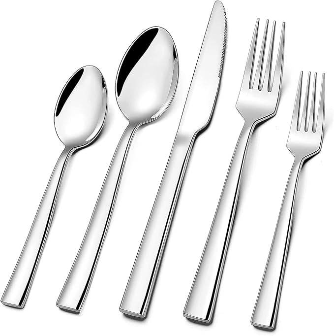 Silverware Set for 2, CXJY 10-Piece Stainless Steel Flatware Cutlery