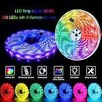 LED Kit lumières à bande étanche 5050 RGB 10m 32.8ft Bandes Éclairage Flexible Couleur Changement avec 44 Clés IR Contrôleur et 12V Alimentation électrique (2x5M)