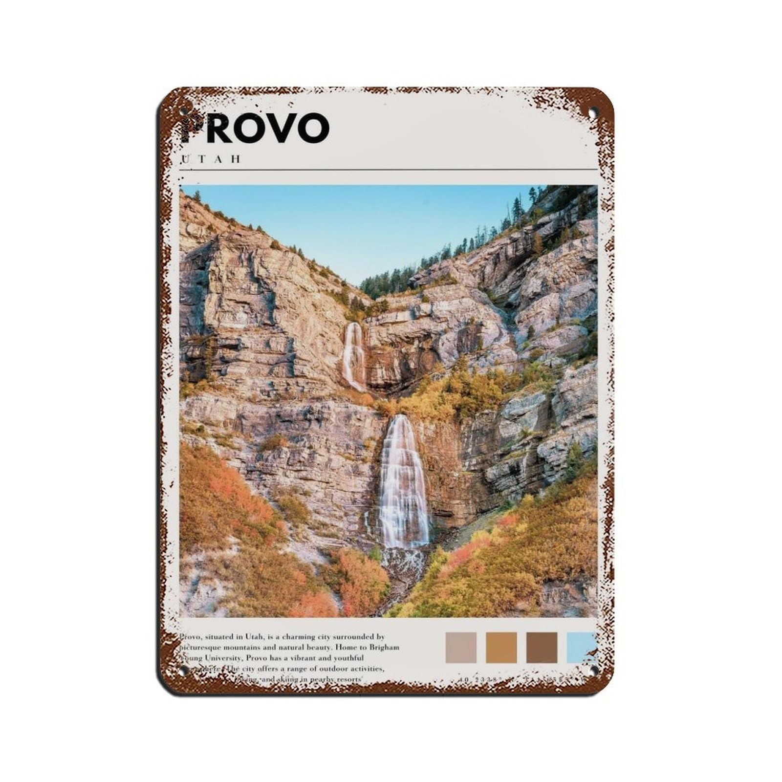 Provo Utah Poster Provo Art Tin Sign Vintage Metal Pub Club Cafe Bar Home Wall Art Decoration Poster Retro 12x16inch(30x40cm)