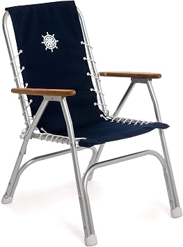 High Back Navy Blue Deck Chair, Boat Chair, Folding, Anodized, Aluminium, Model M150NB