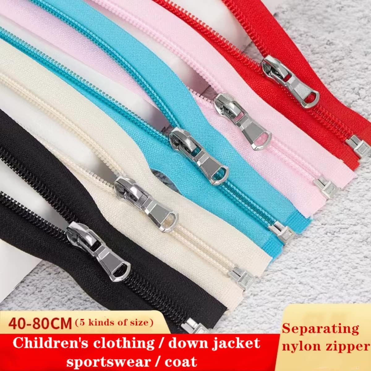 Wonesifee 13PCS 80CM Separating Nylon Coil Zippers #5 Clothes Zippers for Down Jacket Coats Schoolbag Sportswear Sewing Crafts32 13 Colors Mixed(32inch)