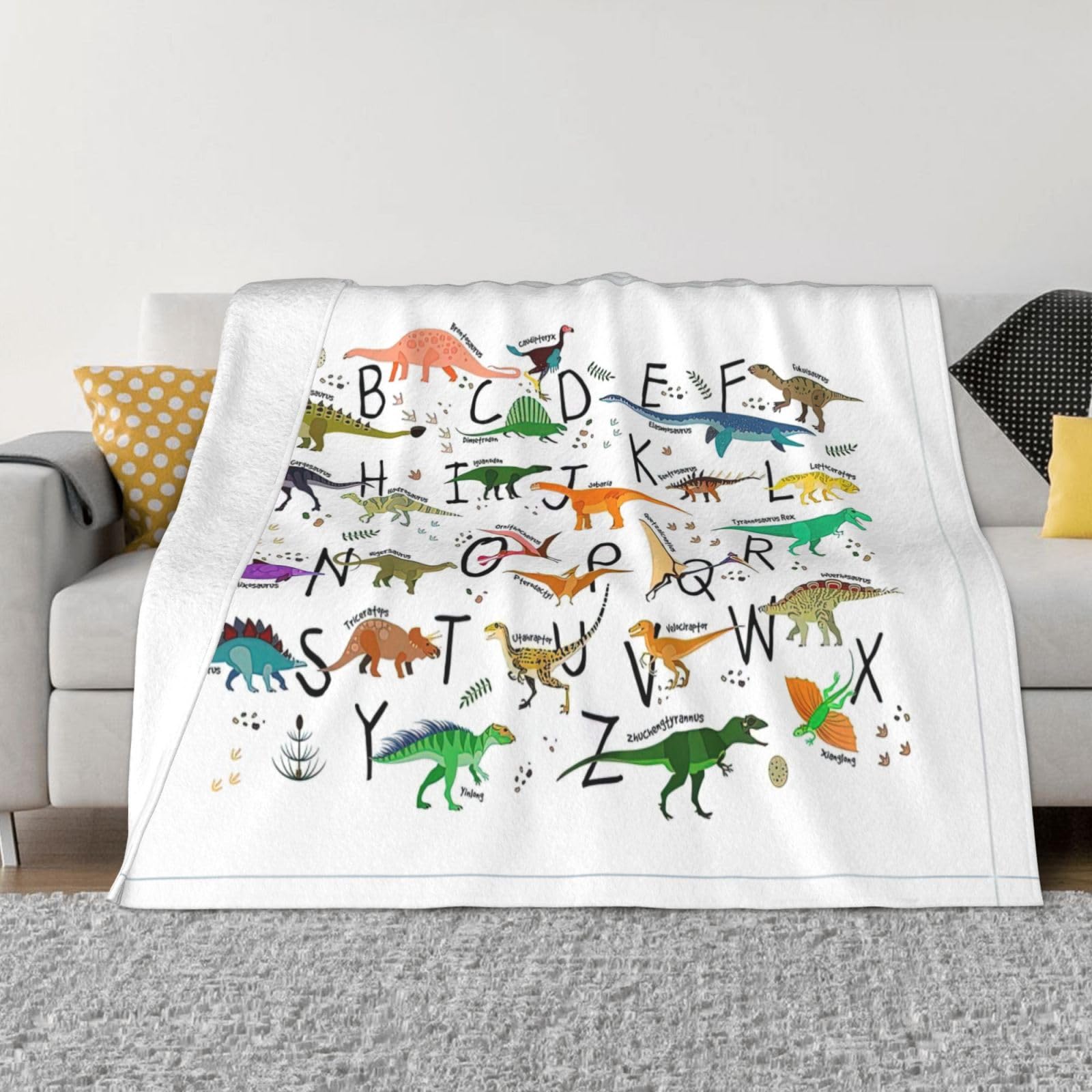 Couverture en flanelle légère pour voyage et voiture : le plaid dinosaures douillet des enfants
